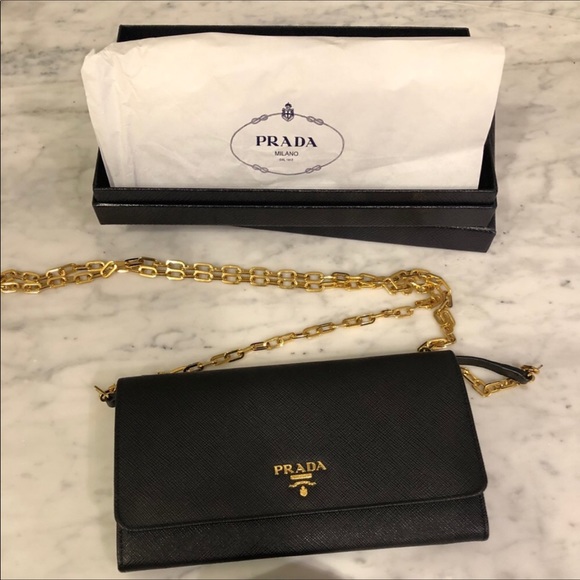 NWT PRADA Saffiano black clutch/wallet crossbody - Picture 8 of 11